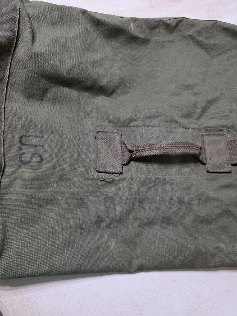 Vintage Authentic U.S. Army Canvas Duffel Bag - 1950s-60s Korean/Vietnam War Era